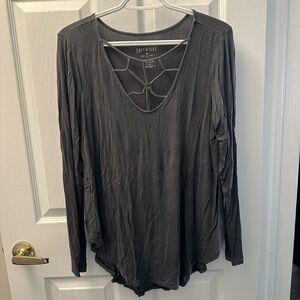 American Eagle Outfitters Soft & Sexy Charcoal Long Sleeve Tee